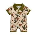 thumbnail image 1 of Musuos Baby Boys Summer Cute Romper 3M 6M 12M 18M Short Sleeve Button Lapel Western Elements Print Jumpsuit Infant Playsuit, 1 of 9