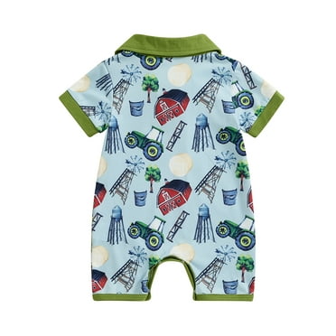 Musuos Baby Boys Summer Cute Romper 3M 6M 12M 18M Short Sleeve Button Lapel Western Elements Print Jumpsuit Infant Playsuit