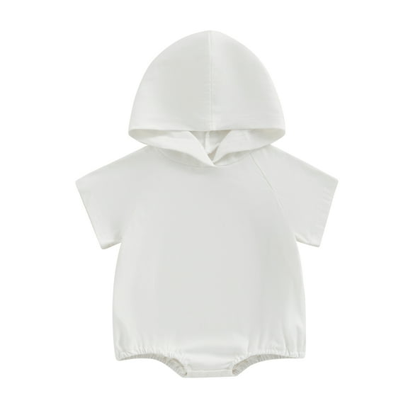 Musuos Baby Boys Summer Hooded Rompers 3 6 12 18M Infant Short Sleeve Solid Color Casual Rompers Tops