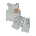 thumbnail image 1 of Musuos Baby Boys Summer Shorts Set,0-4 Years Sleeveless Pocket Striped Tank Top with Elastic Waist Shorts Toddler Casual Outfit, 1 of 9