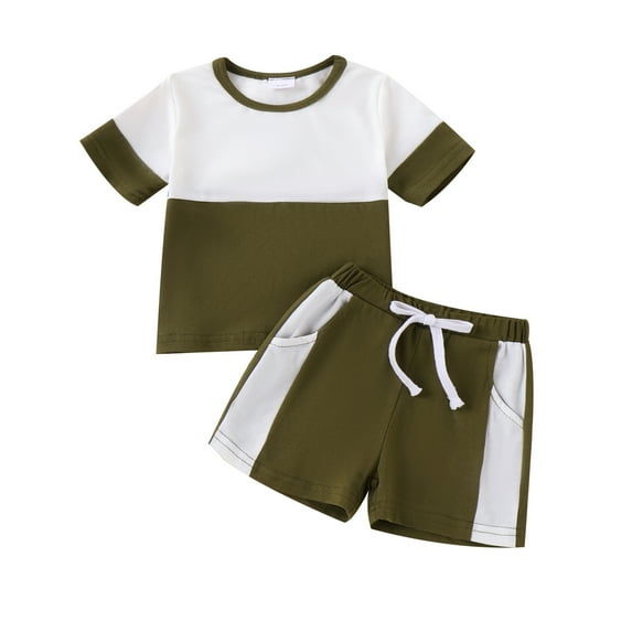 Musuos Baby Boys Summer Shorts Sets 3 6 12 18 24Months Short Sleeve Contrast Color Tops and Drawstring Shorts Sets Casual Clothes