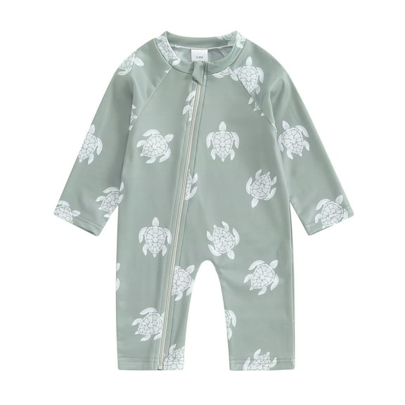 Musuos Baby Boys Swimwear 6 12 18 24M Casual Turtle Print Zipper Long Sleeved Swimsuit Beachwear Bathing Suit