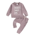 thumbnail image 1 of Musuos Baby Girl 2Pcs Casual Fall Outfits 3 6 12 18 24M 3Y Classic Letter Print Long Sleeve Pullover + Long Pants Set Toddler Clothes, 1 of 10