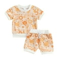 thumbnail image 1 of Musuos Baby Girl 2Pcs Summer Outfits 6 12 18 24M 3T Short Sleeve Floral Print T-Shirt + Shorts Set Infant Toddler Clothes, 1 of 10
