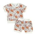 thumbnail image 1 of Musuos Baby Girl 2Pcs Summer Outfits 6 12 18 24M 3T Short Sleeve Floral Print T-Shirt + Shorts Set Infant Toddler Clothes, 1 of 10
