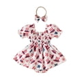 thumbnail image 1 of Musuos Baby Girl 4th of July Outfit, 3 6 9 12 18Months Star Print Puff Sleeve Shirred Romper Dress Bow Headband Summer Set for Infant, 1 of 9