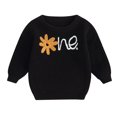 thumbnail image 1 of Musuos Baby Girl Autumn Sweater, 9 12 18 24M Flower Letter Pattern Long Sleeve Round Neck Knitwear Pullover, 1 of 10