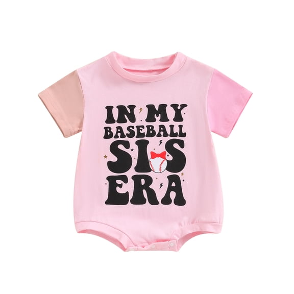 Musuos Baby Girl Boy Summer Romper 9M 12M 18M 24M Short Sleeve Crew Neck Letter Baseball Print Casual Playsuit