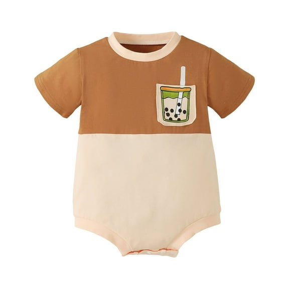 Musuos Baby Girl Boys Summer Romper 3 6 12 18M Cute Round Neck Short Sleeve Contrast Color Jumpsuit