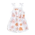 thumbnail image 1 of Musuos Baby Girl Cami Romper 12 18 24M 3 4T Sleeveless Square Neck Flower Print Tie Up Spaghetti Strap Jumpsuit, 1 of 10