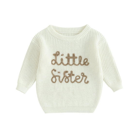 Musuos Baby Girl Casual Sweaters 3 6 9 12 18M Cute Long Sleeve Letter Embroidery Knit Pullover Infant Tops