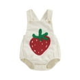 thumbnail image 1 of Musuos Baby Girl Corduroy Romper Overalls 0-12M Rainbow/Strawberry Embroidery Sleeveless Jumpsuit, 1 of 1