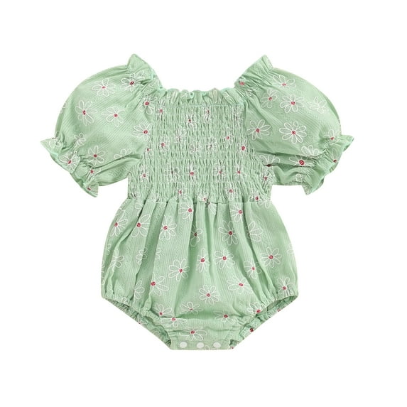 Musuos Baby Girl Cute Romper 0-24 Months Casual Short Puff Sleeve Floral Print Bodysuit Newborn Playsuit