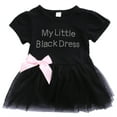 thumbnail image 1 of Musuos Baby Girl Dress My Little Black Dress Letter Print Short Sleeve Mesh Stitching Bowknot Princess Gown Romper, 1 of 5