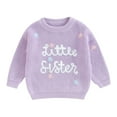 thumbnail image 1 of Musuos Baby Girl Fall Sweater 0-18Months FloralLetter Embroidery Long Sleeve Round Neck Chunky Knitwear Pullover, 1 of 7