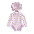 thumbnail image 1 of Musuos Baby Girl Rash Guard Swimsuit 0-24Months Long Sleeve Floral/Ice Cream Print Bathing Suit Infant Swimwear with Sun Hat, 1 of 10