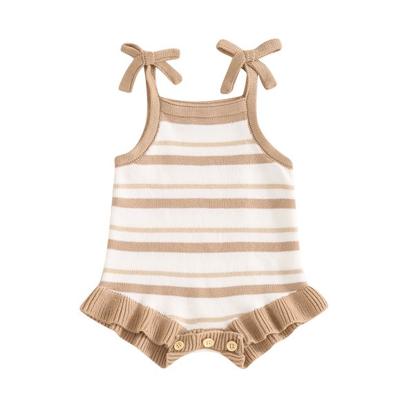 Musuos Baby Girl Summer Romper 3M 6M 12M 18M Casual Sleeveless Bow Strap Ruffle Bodysuit Newborn Playsuit