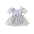 thumbnail image 1 of Musuos Baby Girl Summer Romper Dress 3M 6M 12M 18M 24M Short Puff Sleeve Bow Front Ribbed Bodysuit Newborn Cute Tulle Dress, 1 of 10