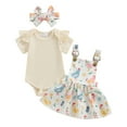 thumbnail image 1 of Musuos Baby Girl Summer Skirt Set 0-18 Months Solid Color Ribbed Knit Rompers Suspender Skirts Headband 3Pcs Cute Clothes Set, 1 of 10