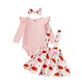 thumbnail image 1 of Musuos Baby Girl Sweet Fall Outfits 3 6 12 18Months Plain Long Sleeve Romper Floral/Strawberry Print Suspender Skirt Headband 3Pcs Clothes Set, 1 of 10