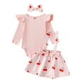 thumbnail image 1 of Musuos Baby Girl Sweet Fall Outfits 3 6 12 18Months Plain Long Sleeve Romper Floral/Strawberry Print Suspender Skirt Headband 3Pcs Clothes Set, 1 of 10