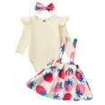 thumbnail image 1 of Musuos Baby Girl Sweet Fall Outfits 3 6 12 18Months Plain Long Sleeve Romper Floral/Strawberry Print Suspender Skirt Headband 3Pcs Clothes Set, 1 of 10