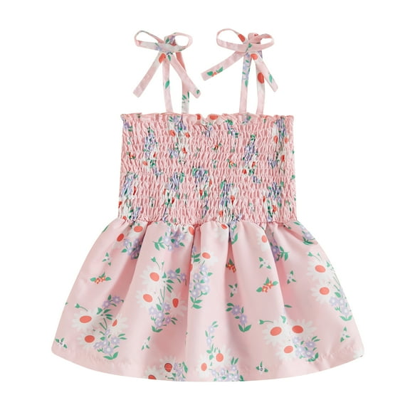 Musuos Baby Girl Tie-Up Spaghetti Strap Romper Dress 0-18M Cute Floral Print Square Neck Jumpsuit Toddler Summer Clothes