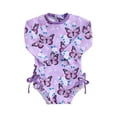 thumbnail image 1 of Musuos Baby Girl’s Swimwear, 6 12 18 24M 3T Long Sleeve Flower Butterfly Print Bow Summer Swimming Bathing Swimsuit, 1 of 10