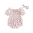 thumbnail image 1 of Musuos Baby Girls 4th of July Outfits 6M 12M 18M 24M Short Sleeve Flag Print Romper + Headband Set Newborn Independence Day Clothes, 1 of 10