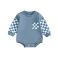 thumbnail image 1 of Musuos Baby Girls Boys Autumn Loose Romper 3 6 12 18M Long Sleeve Crewneck Plaid Print Contrast Color Romper, 1 of 9