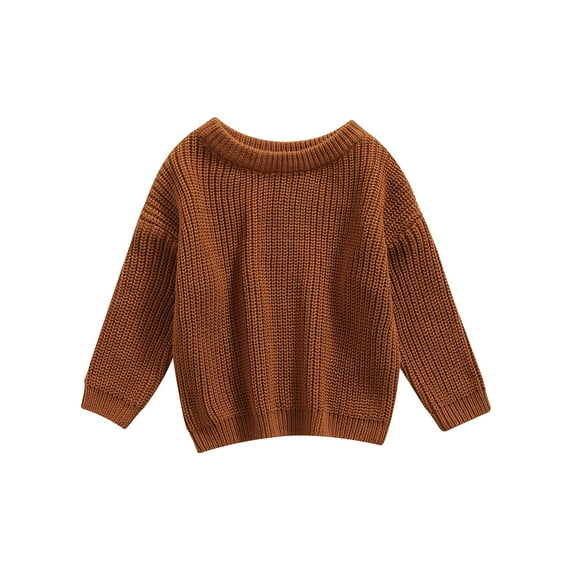Musuos Baby Girls Boys Autumn Winter Knit Sweater 3M Solid Color Long Sleeve Crewneck Knitwear
