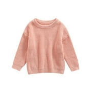 Musuos Baby Girls Boys Solid Sweaters Casual Crewneck Thick Warm Outwear Knit Pullover