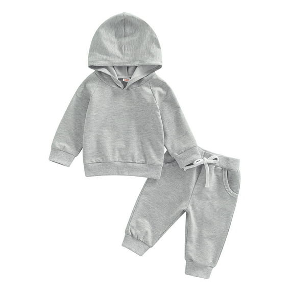 Musuos Baby Girls Boys Sportswear Outfit 6 12 18 24M 3T Solid Color Hoodie Sweatshirt Tops and Casual Drawstring Pants Set