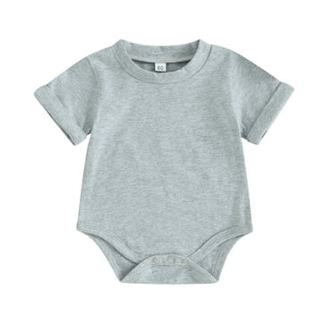 Musuos Baby Girls Boys Summer Romper 3 6 12 18M Infant Short Sleeve Crewneck Solid Color Casual Jumpsuit