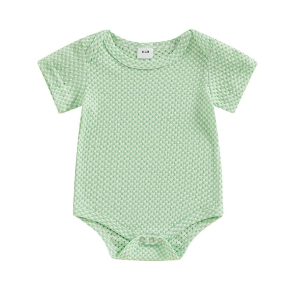 Musuos Baby Girls Boys Summer Rompers 3 6 9 12 18M Infant Short Sleeve Crewneck Casual Plaid Rompers
