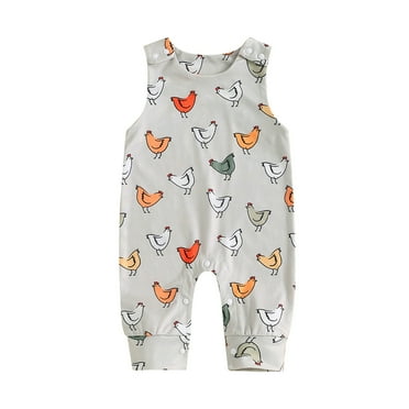 Musuos Baby Girls Boys Summr Jumpsuit 3M 6M 12M 18M Hen Print Straps Sleeveless Romper Summer Bodysuits Overalls for Infant