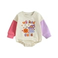 thumbnail image 1 of Musuos Baby Girls Boys Sweatshirts Rompers 6 12 18 24M Halloween Pumpkin Letter Print Long Sleeve Contrast Color Toddler Fall Bodysuits, 1 of 10