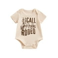 thumbnail image 1 of Musuos Baby Girls Boys Western Romper 0-18M Casual Letter Print Round Neck Short Sleeve Jumpsuit Newborn Summer Clothes, 1 of 9