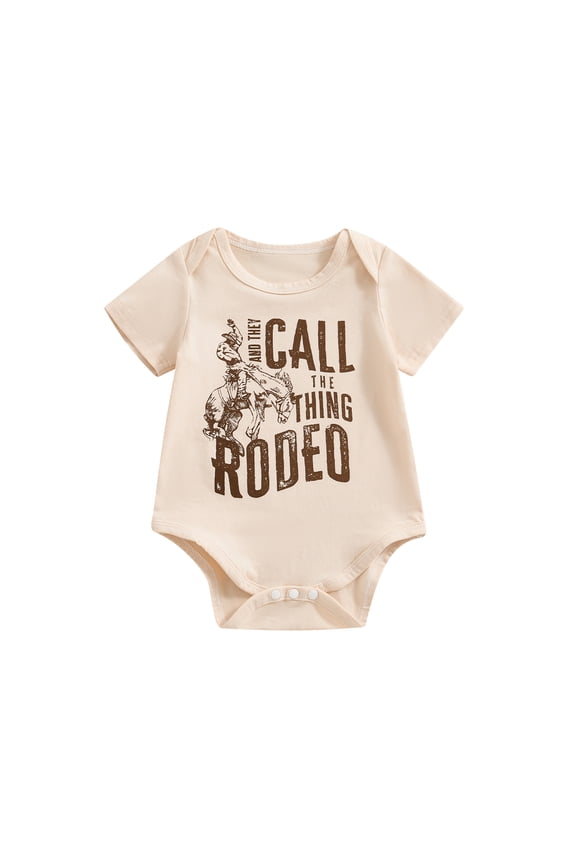 Baby Girls Boys Western Romper 0-18M Casual Letter Print Round Neck Short Sleeve Jumpsuit Newborn Summer Clothes