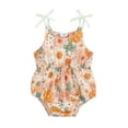 thumbnail image 1 of Musuos Baby Girls Cute Summer Romper 3M  6M 12M 18M Adorable Flower/Butterfly Print Bow Lacing Sleeveless Round Neck Jumpsuit, 1 of 9