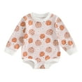 thumbnail image 1 of Musuos Baby Girls Halloween Romper 3 6 12 18Months Long Sleeve Crew Neck Ghost/Pumpkin Print Bodysuit Newborn Spring Fall Playsuit, 1 of 8
