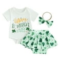 thumbnail image 1 of Musuos Baby Girls Irish Day Outfits 3 6 12 18M Short Sleeve Romper + Skirt Shorts + Headband Set Infant Clothes, 1 of 10