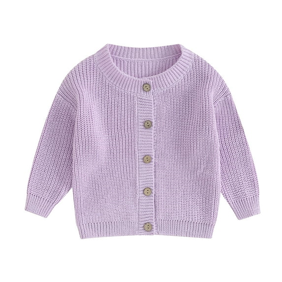 Musuos Baby Girls Knit Cardigan 3 6 12 18M Cute Long Sleeve Round Neck Solid Color Button Down Sweater Fall Tops