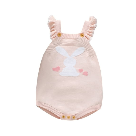 Musuos Baby Girls Knit Romper, 3 6 9 12 18M Cute Sweet Sleeveless Romper Rabbit Fall Bodysuit Easter Outfits