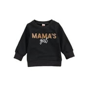 Musuos Baby Girls Pullover Sweatshirts Mamas Girl Leopard Tops 0-6Years