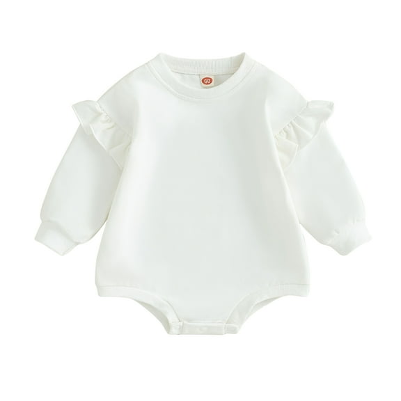 Musuos Baby Girls Romper, 3 6 12 18M Long Sleeve Crew Neck Solid Color Bodysuit Clothes for Casual Daily