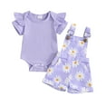 thumbnail image 1 of Musuos Baby Girls Shorts Set, 0-18M Short Sleeve Romper with Flower Print Adjustale Suspender Shorts Newborn Girls Cute Summer Outfit, 1 of 9