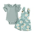 thumbnail image 1 of Musuos Baby Girls Shorts Set, 0-18M Short Sleeve Romper with Flower Print Adjustale Suspender Shorts Newborn Girls Cute Summer Outfit, 1 of 10
