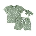 thumbnail image 1 of Musuos Baby Girls Shorts Set, 6 12 18 24M 3T Floral Short Sleeve T-shirt with Shorts and Hairband Summer Outfit, 1 of 10