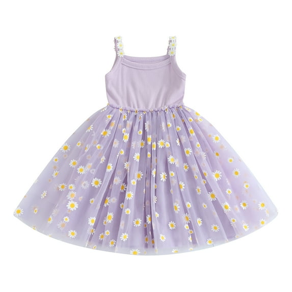 Musuos Baby Girls Summer Dress 9 12 18 24M 3 4T Daisy Print Mesh A-Line Princess Dress Toddler Girl Cute Clothes